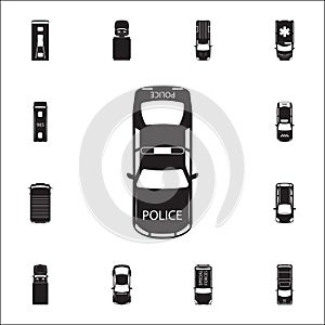 police car icon. Detailed set of Transport view from above icons. Premium quality graphic design sign. One of the collection icons