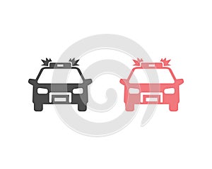 Police car icon set on white. Vector in flat style