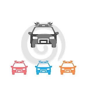 Police car icon set on white. Vector illustration