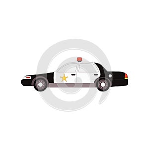 Police car icon side view in flat style for UI UX design. Vector