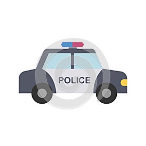 Police car icon, side view, isolated on white background