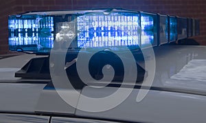 Police car lights on a marked car