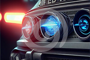 Police car lights in night time