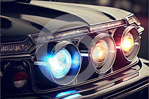 Police car lights in night time