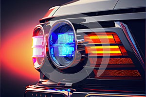 Police car lights in night time