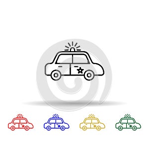 Police car multi color style icon. Simple thin line, outline vector of law and justice icons for ui and ux, website or mobile