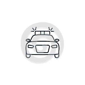 Police car outline icon. Monochrome simple sign from transportation collection. Police car icon for logo, templates, web