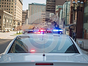Police car responds to an emergency