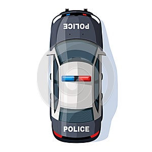 Police car semi flat RGB color vector illustration