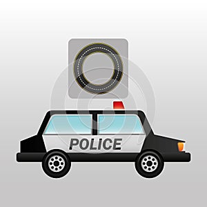 Police car side circle road way design