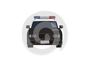 Police car. Simple flat illustration. Front view.
