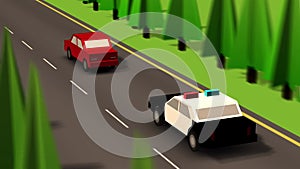 The police car speeding on a busy road, The vehicle is going fast between cars