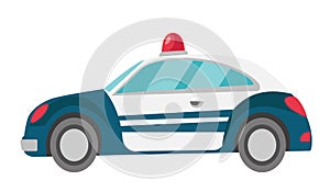 Police car vector cartoon illustration.
