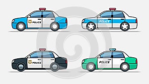 Police car vector icon set