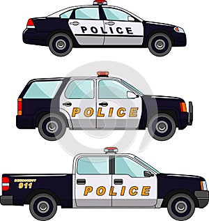 Police car on a white background in a flat style