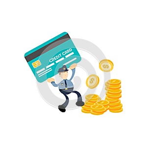 police and credit card finance service cartoon flat design illustration