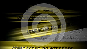 Police crime scene tape, no trepass, murder.