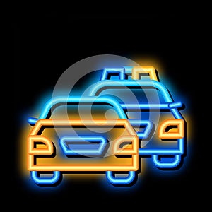 Police And Criminal Car neon glow icon illustration