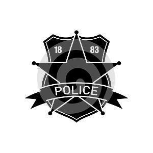 Police department logo. Policeman badge. Isolated icon. Black silhouette of federal icon