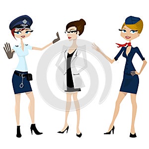 Police, doctor, hostess