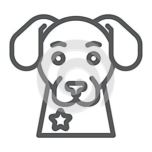 Police dog line icon, guard and pet, animal sign, vector graphics, a linear pattern on a white background.