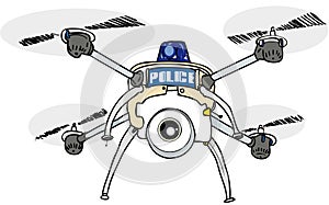 Police drone with blue light
