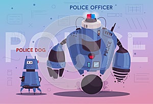 Police drone robot. Patrol cop with artificial intelligence