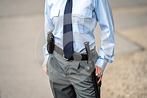 police equipment for defense and coercive means on the belt