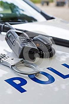 Police equipment on a police car