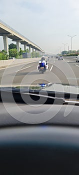 Police escort in highway