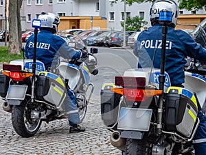 Police escort motorcycles in Germany