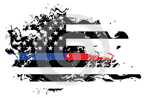 Police and Firefighter Abstract American Flag Illustration
