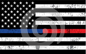 Police and Firefighter American Flag Background Illustration