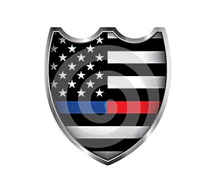 Police and Firefighter American Flag Badge Emblem Illustration