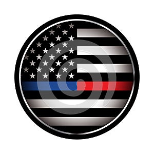 Police and Firefighter American Flag Emblem Illustration