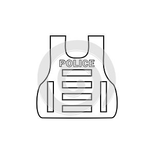 Police flak jacket or bulletproof vest icon flat