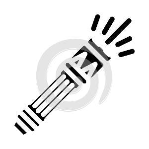police flashlight crime glyph icon vector illustration