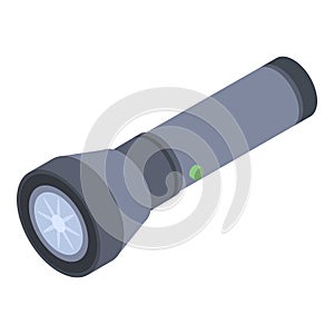 Police flashlight icon, isometric style