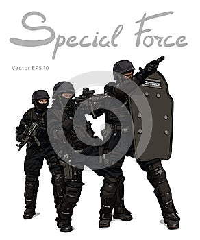 Police Forces anti terror operation. Vector sketch