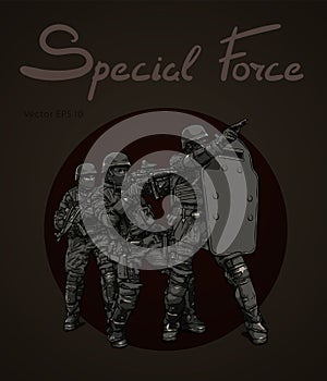 Police Forces anti terror operation. Vector sketch