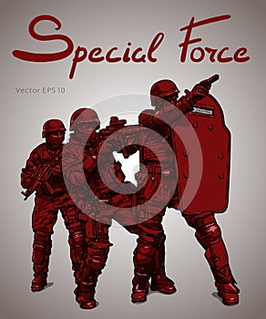 Police Forces anti terror operation. Vector sketch