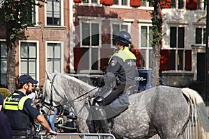 Police guarding during the king`s speech named Troonrede from the throne on Prinsjesdag in The Hague