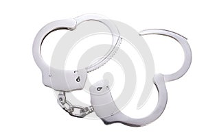 Police handcuffs isolated on white