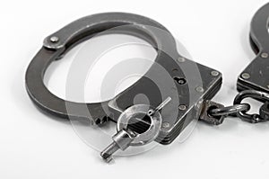 Police handcuffs on a white background