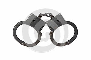 Police handcuffs on a white background