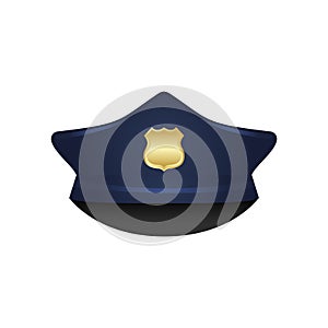Police hat. Policeman hat. Officer hat. Uniform. Occupation. Vector icon illustration.