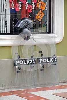 Police helmets at Inti Raymi