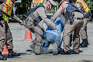 Police helped to catch the guilty and lock the handcuffs,arrested