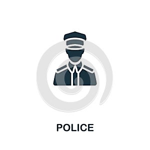Police icon. Monochrome simple line Protest icon for templates, web design and infographics
