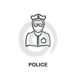 Police icon. Monochrome simple Police icon for templates, web design and infographics